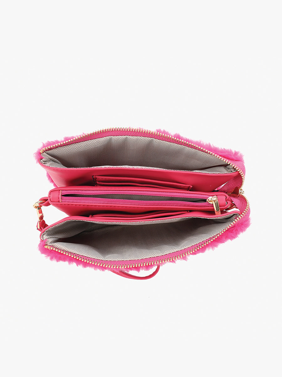 Riley Faux Fur Crossbody - Jen & Co. vegan handbag