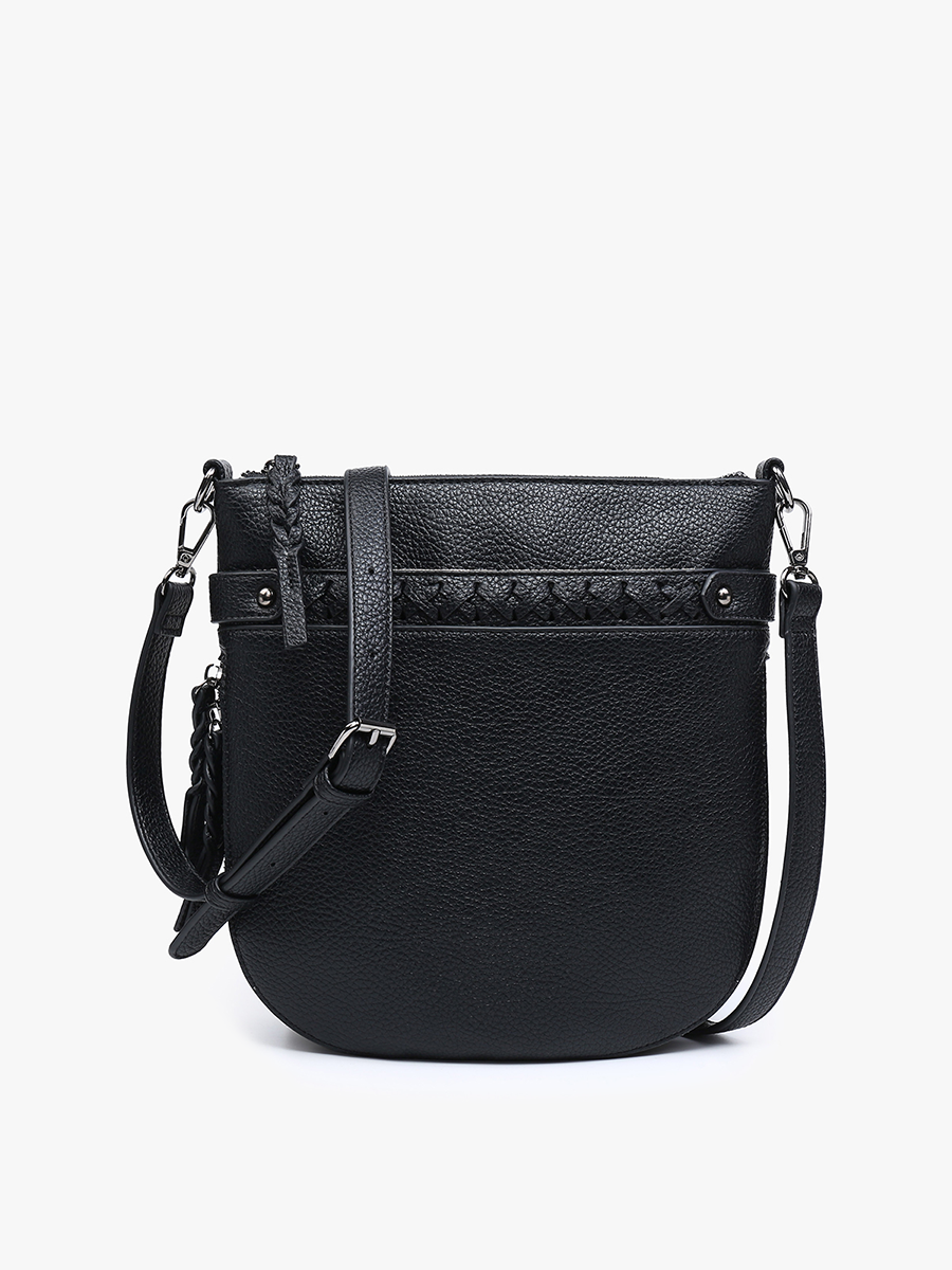 Esther Vegan Whipstitch Crossbody Black - Jen & Co. vegan handbag