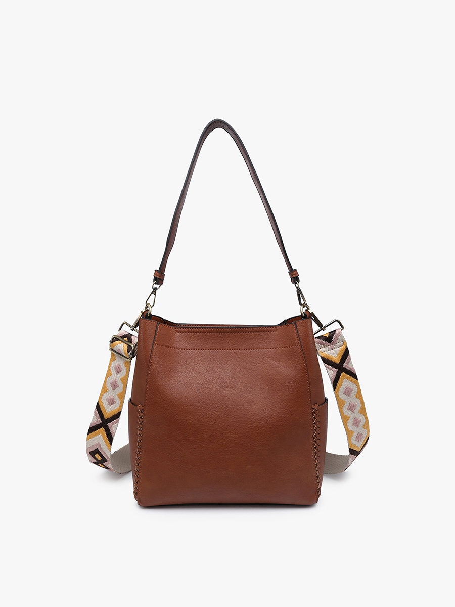 Penny Vegan Bucket Bag in Brown 2 - Jen & Co. vegan handbag