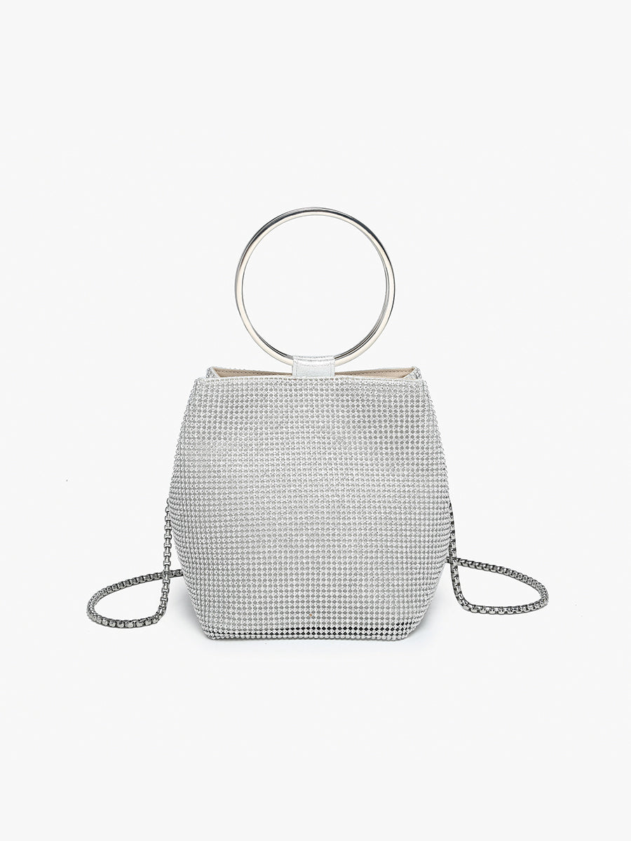 Luna Rhinestone Clutch Silver - Jen & Co. vegan handbag