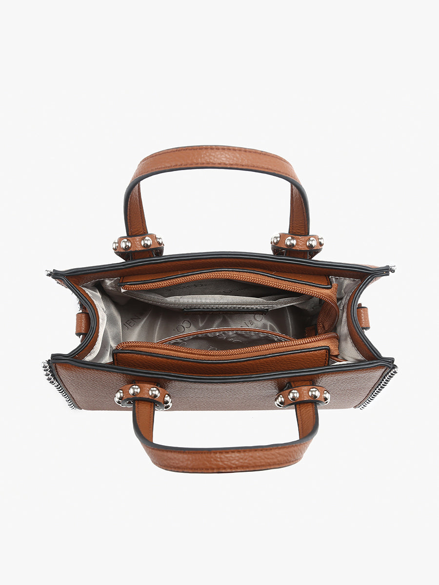 Brenda Vegan Studded Trim Tote in - Jen & Co. vegan handbag