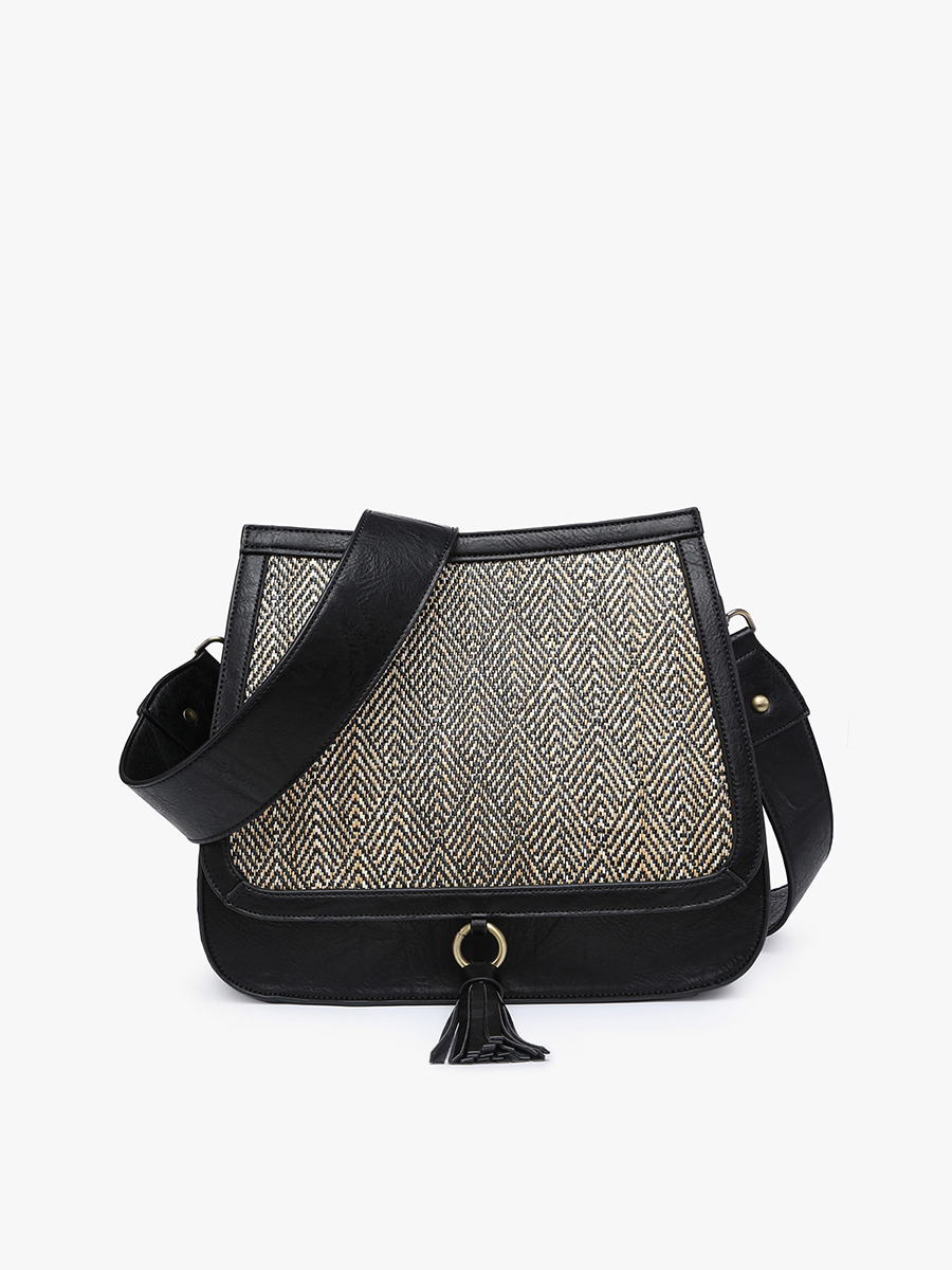 Bailey Vegan Contrast Crossbody in Black - Jen & Co. vegan handbag