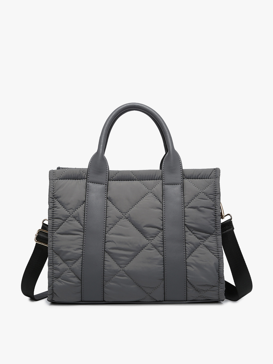 Clare Vegan Quilted Bag in Grey - Jen & Co. vegan handbag