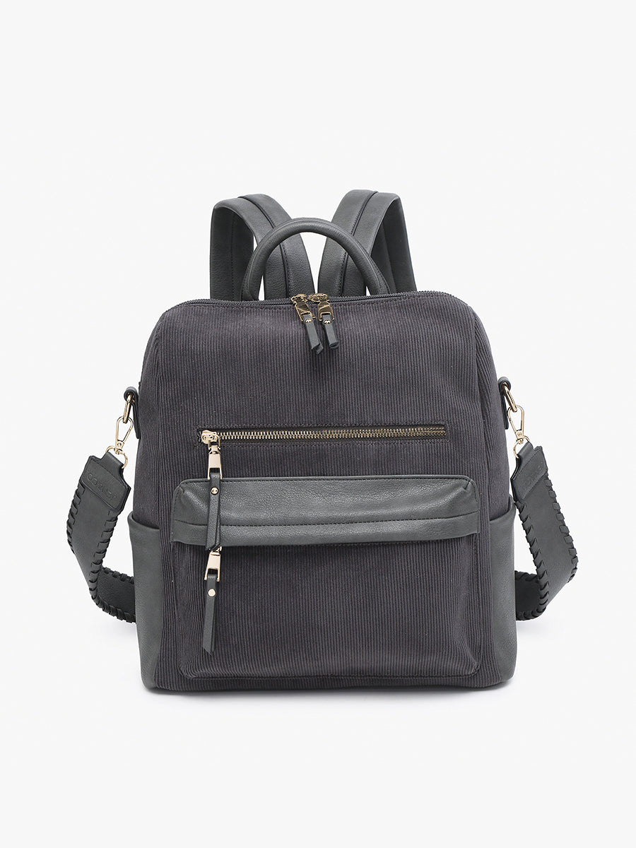 Amelia Corduroy Backpack Dark Grey