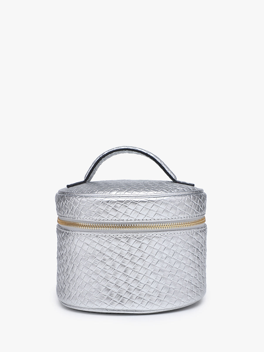 Marianna Vegan Cosmetic Bag Silver - Jen & Co. vegan handbag