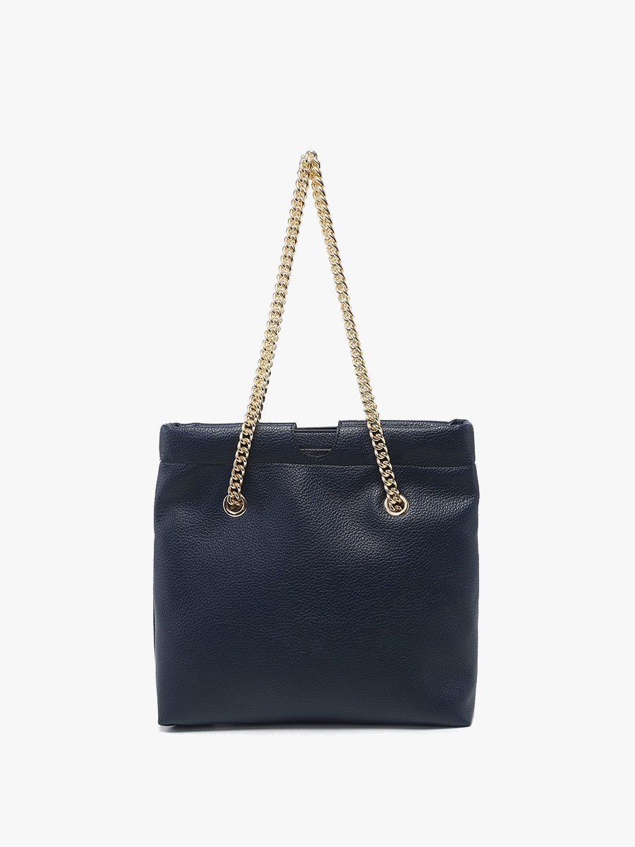 Casey Vegan Snap Hinge Satchel Navy - Jen & Co. vegan handbag