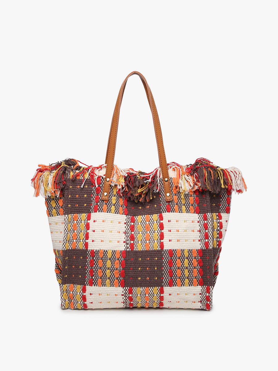 Madison Woven Tote Multi-Brown - Jen & Co. vegan handbag