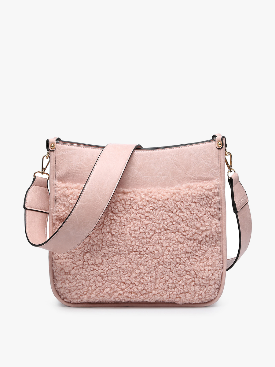 Chloe Vegan Teddy Crossbody in Blush - Jen & Co. vegan handbag