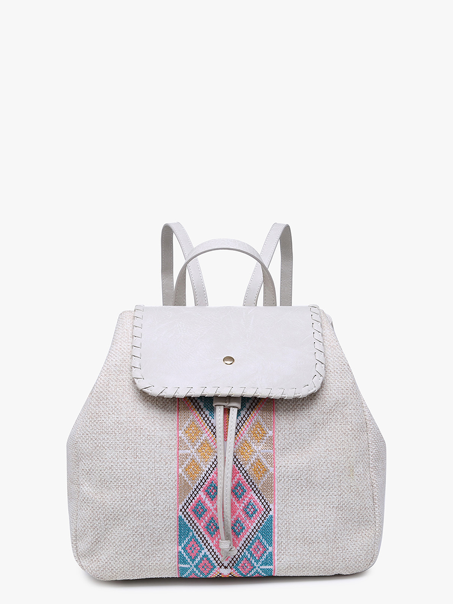 Saffron Vegan Tribal Backpack in Pink Mint - Jen & Co. vegan handbag