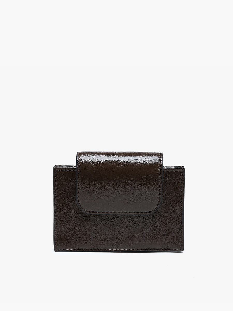 Ella Vegan RFID Mini Wallet Chocolate - Jen & Co. vegan handbag