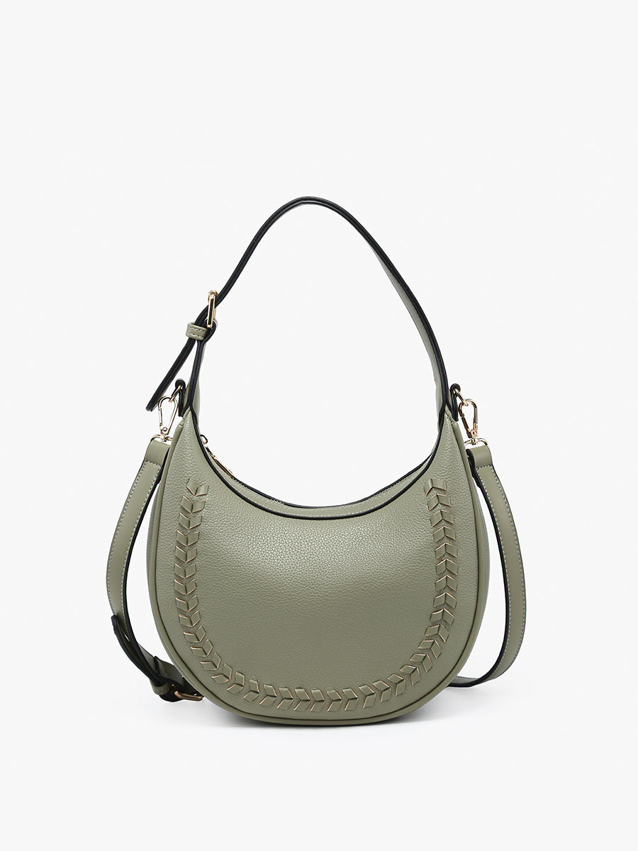 Tristan Vegan Whipstitch Shoulder Bag Sage - Jen & Co. vegan handbag