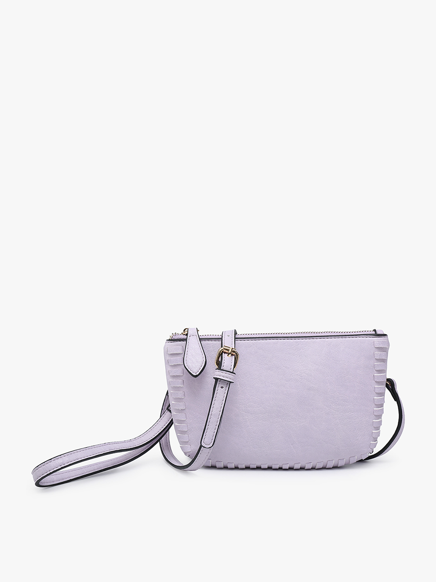 Bonnie Vegan Whipstitch Clutch/Crossbody in Lavender - Jen & Co. vegan handbag