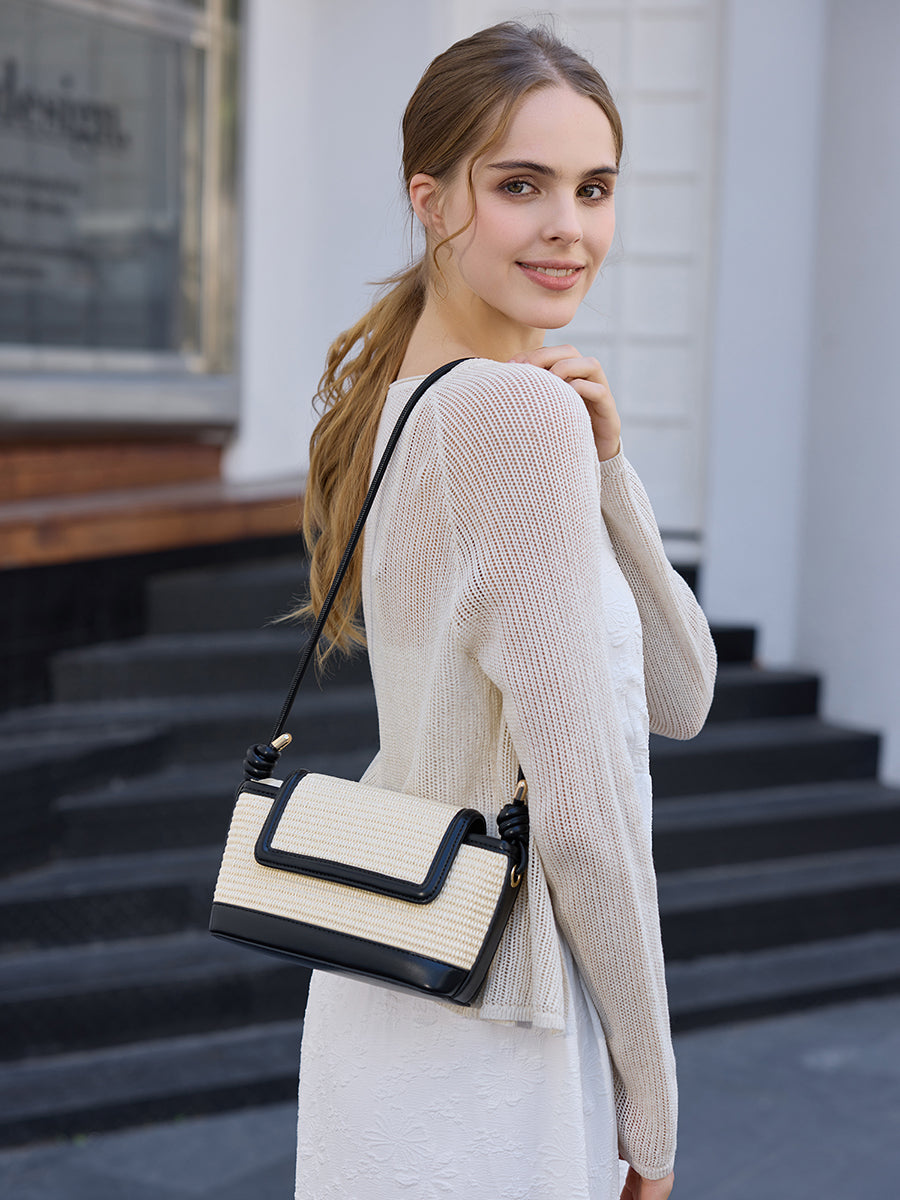 Oaklynn Vegan Straw Crossbody - Jen & Co. vegan handbag