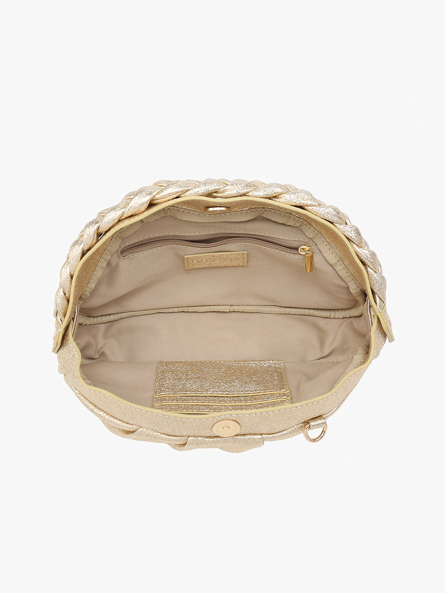Madrigal Vegan Metallic Clutch - Jen & Co. vegan handbag