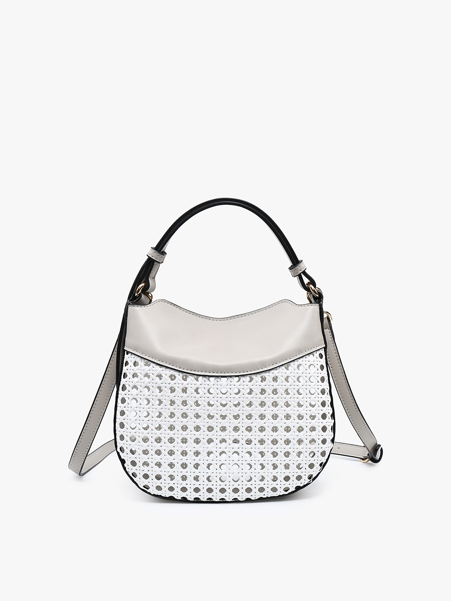 Evans Vegan Rattan Crossbody - Jen & Co. vegan handbag