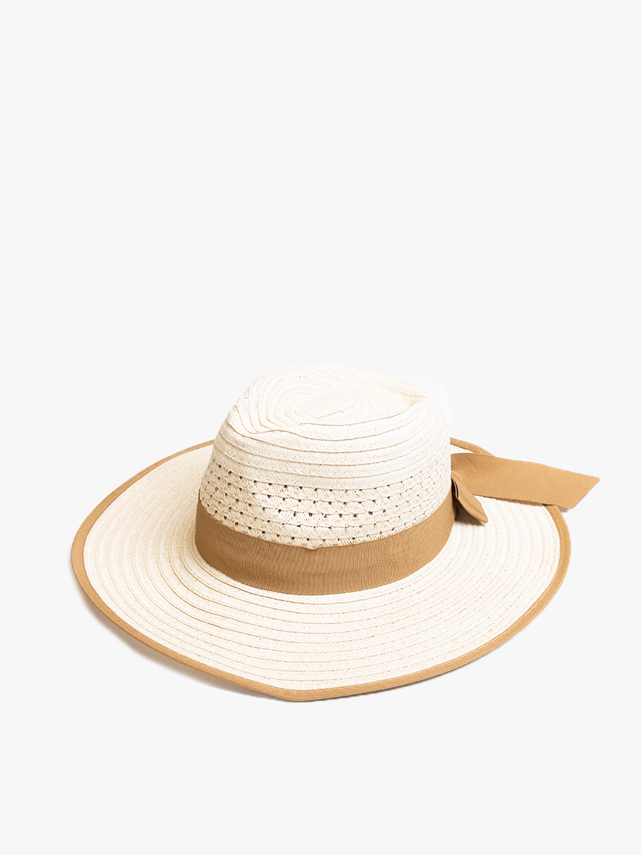 Diane Fedora w/ Ribbon Natural - Jen & Co. vegan handbag