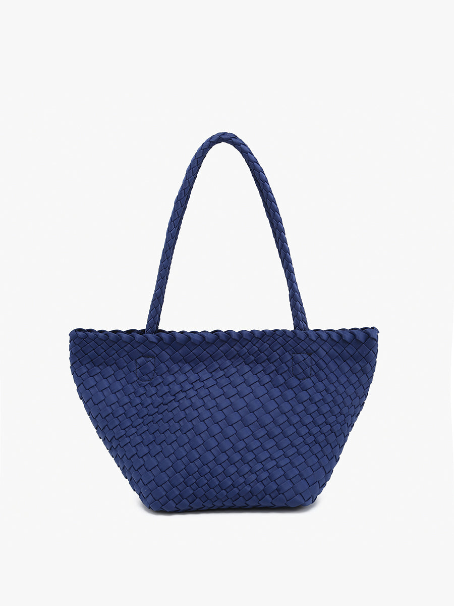 Ava Handwoven Bucket Bag/Tote Navy - Jen & Co. vegan handbag