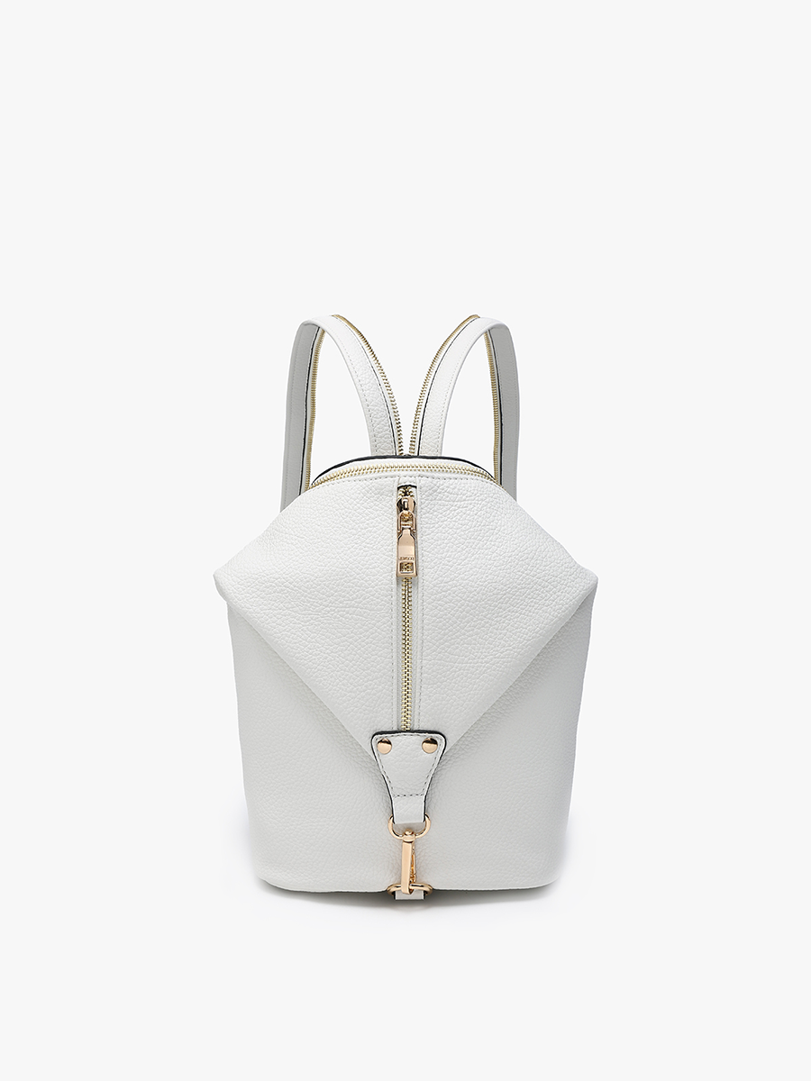 Linnette Vegan Foldover Backpack White - Jen & Co. vegan handbag