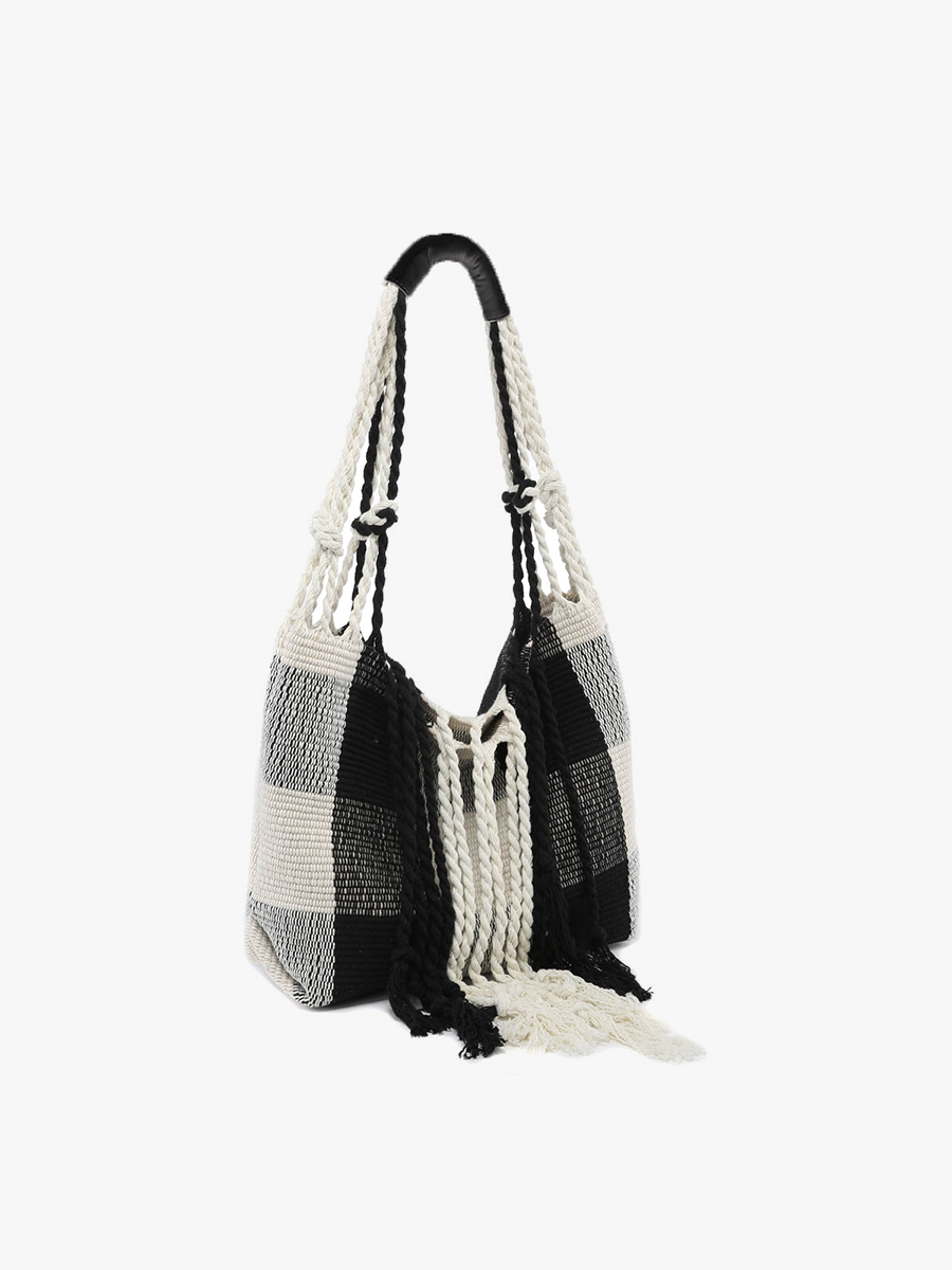 June Plaid Woven Satchel
