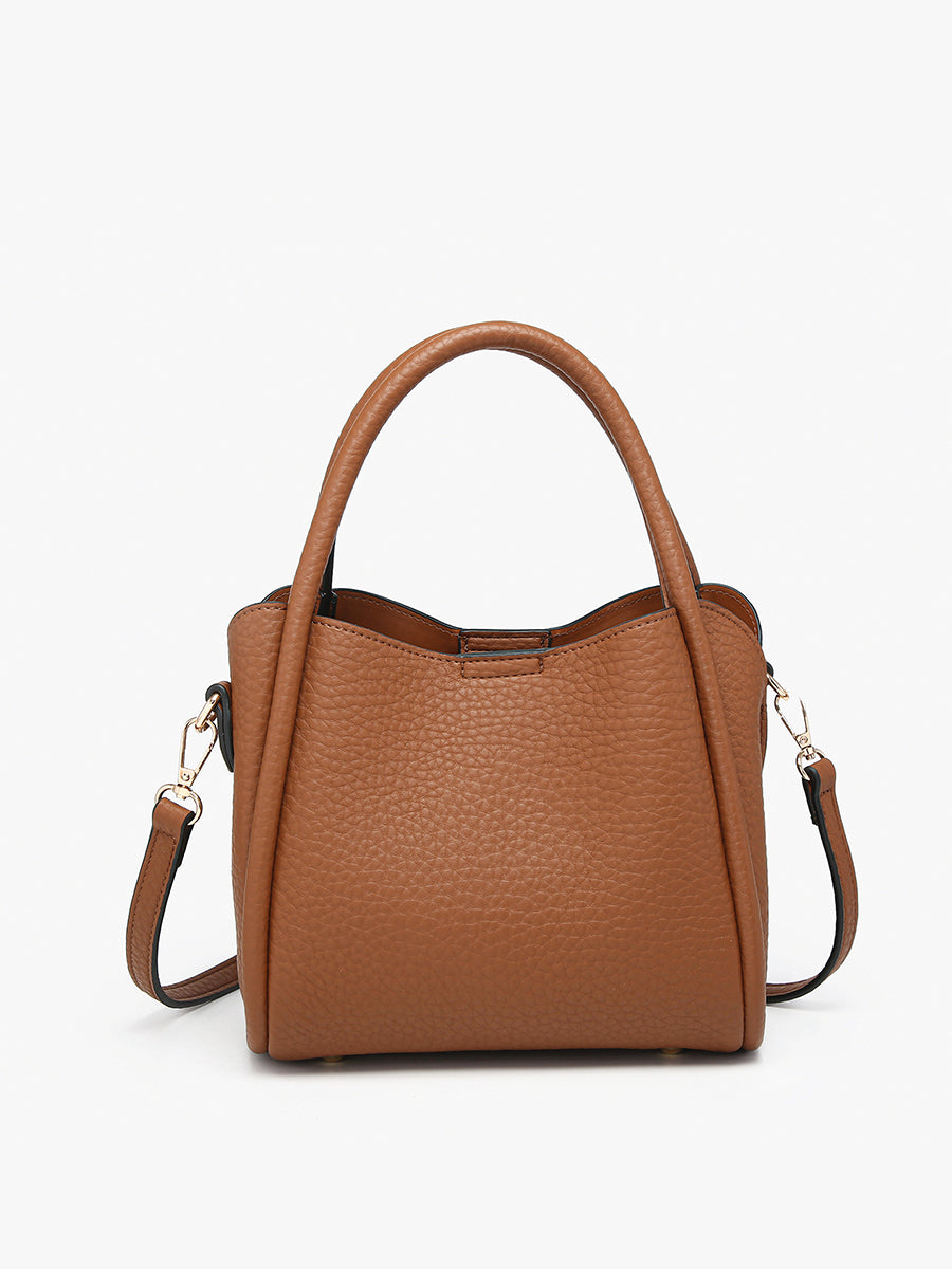 Ruby Vegan Shaped Satchel Brown - Jen & Co. vegan handbag