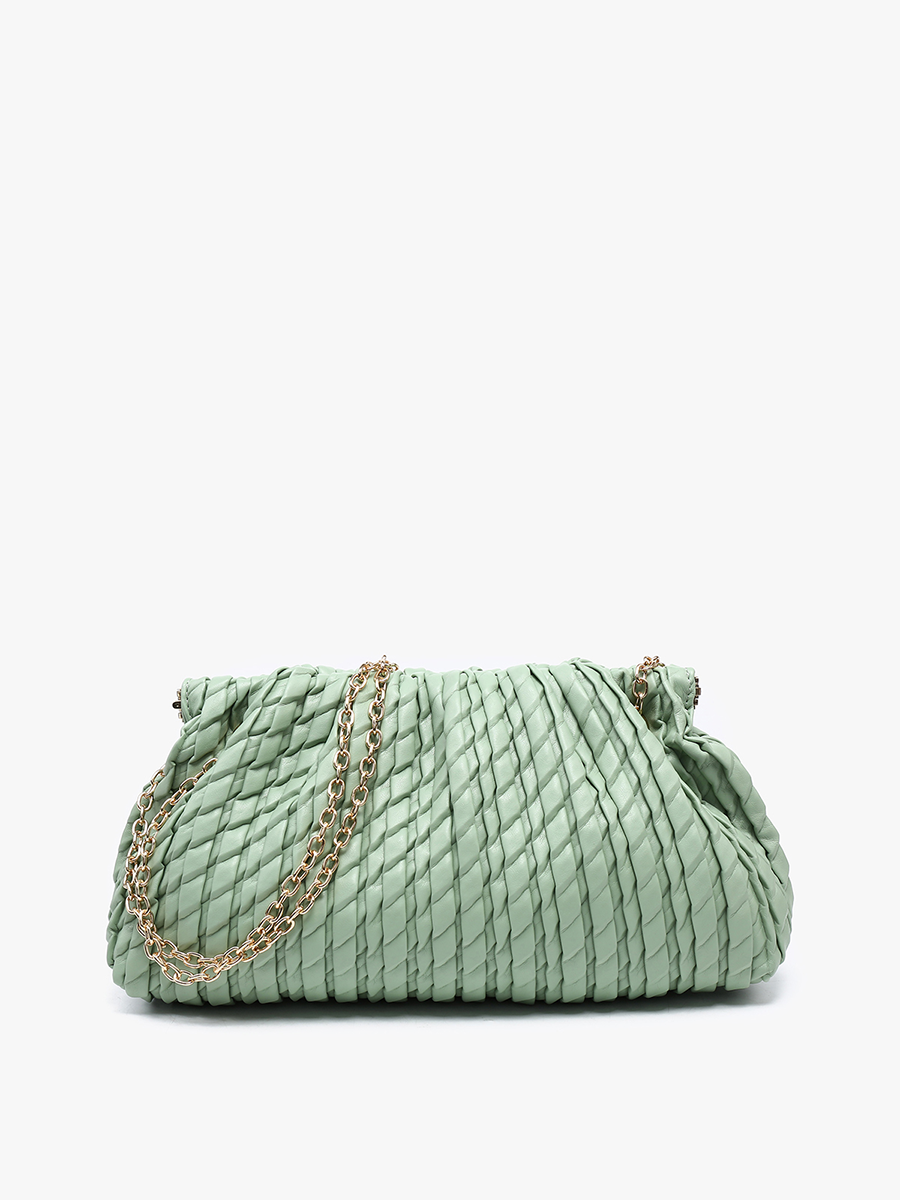 Ruthie Vegan Ruched Chain Satchel Sage - Jen & Co. vegan handbag