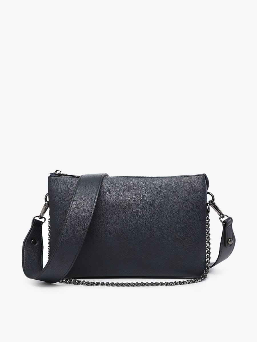 Izzy Vegan Chain Crossbody in Navy - Jen & Co. vegan handbag