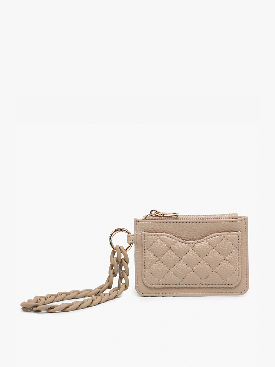 Rhodes Vegan Quilted Bangle in Taupe - Jen & Co. vegan handbag