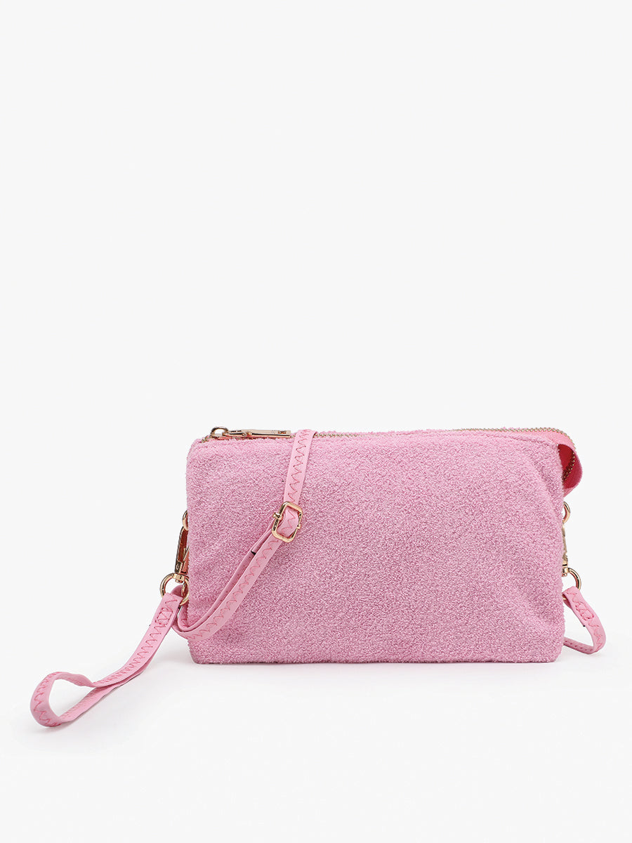 Riley Terry Cloth Crossbody in Pale Pink - Jen & Co. vegan handbag