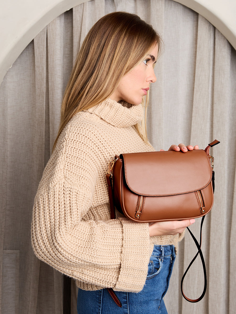 Lindsay Vegan Dual Zip Crossbody - Jen & Co. vegan handbag