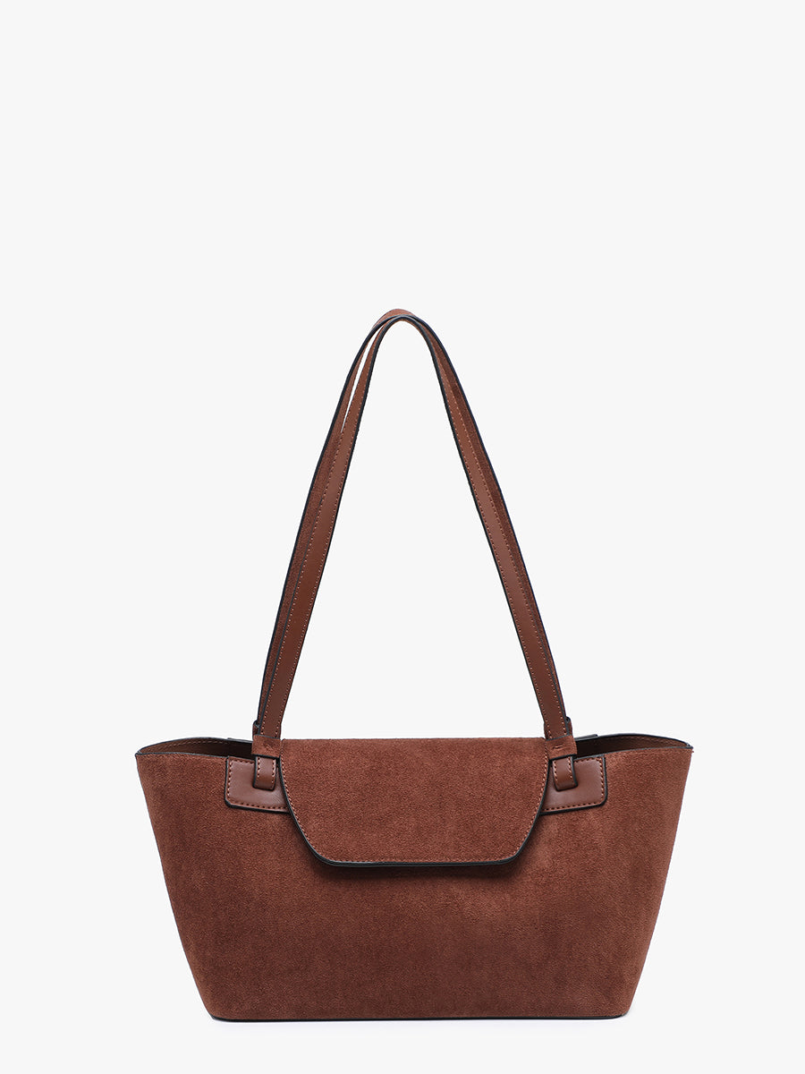 Reese Vegan Suede Shoulder Bag Brown - Jen & Co. vegan handbag