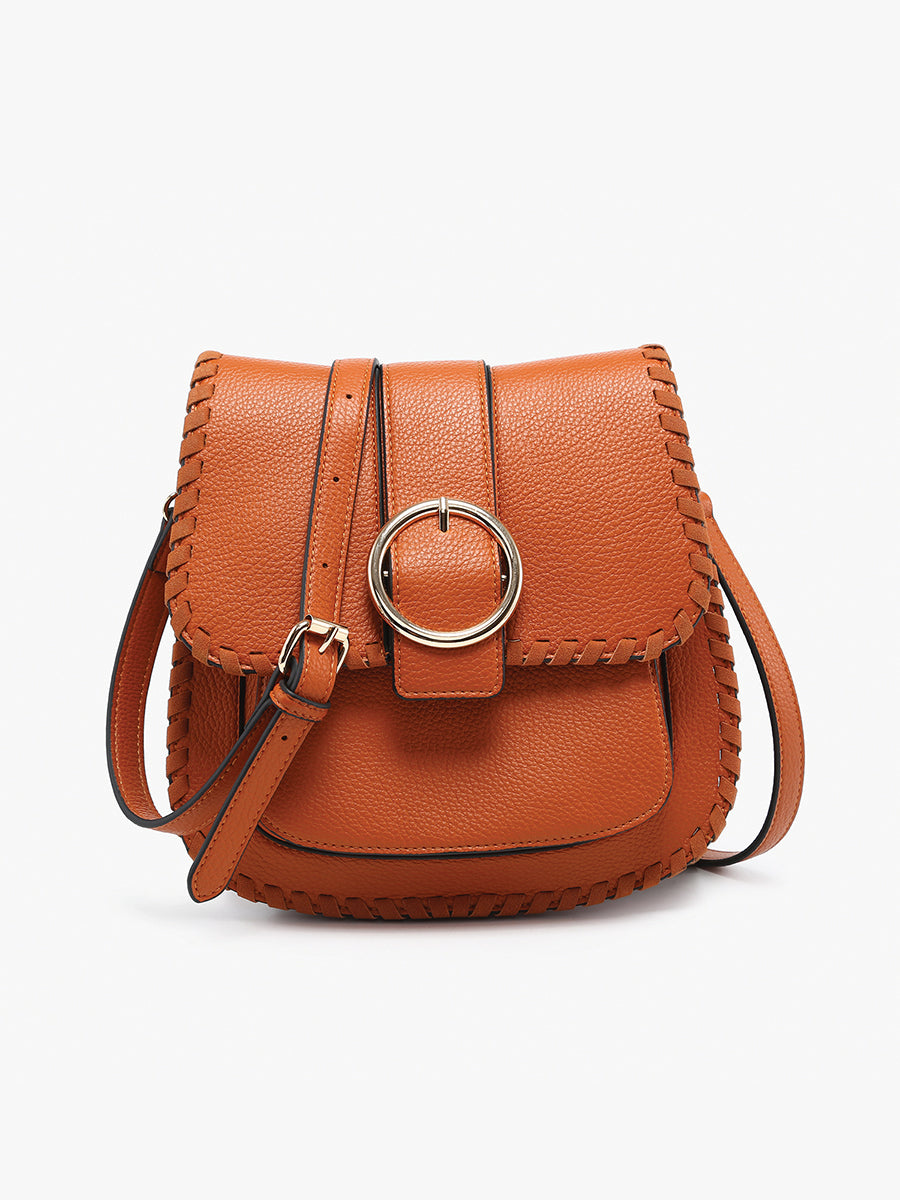 Sandra Vegan Buckle Crossbody Rust - Jen & Co. vegan handbag