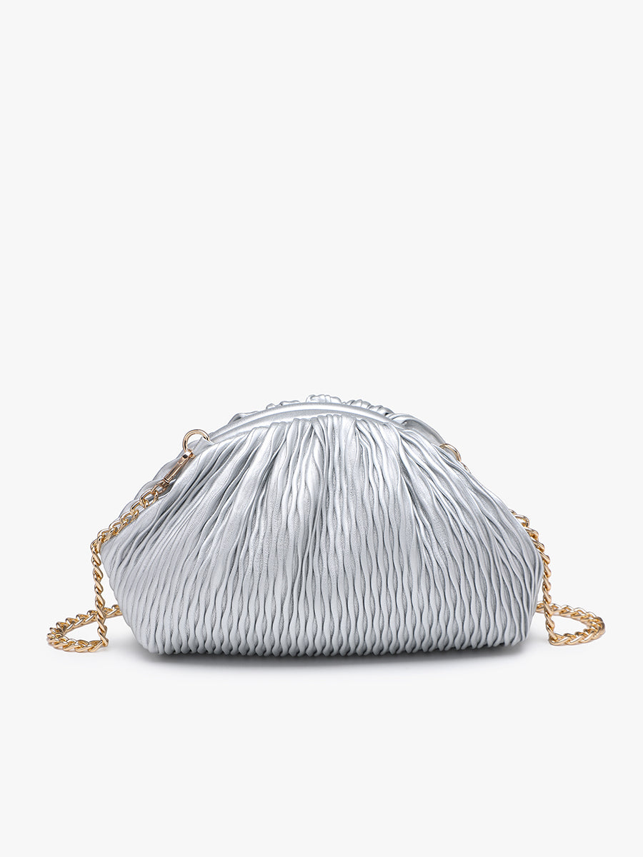 Mallory Vegan Clutch Silver - Jen & Co. vegan handbag