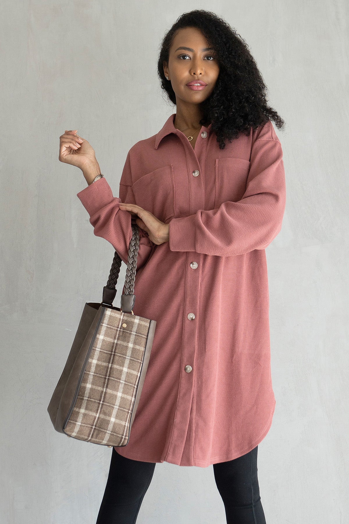 Edith Shacket in Mauve - Jen & Co. vegan handbag