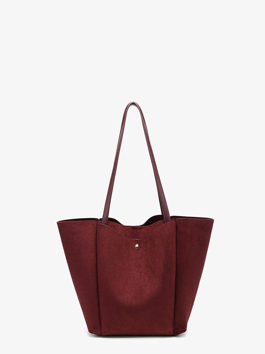 Giselle Vegan Suede Tote Cherry Lacquer - Jen & Co. vegan handbag