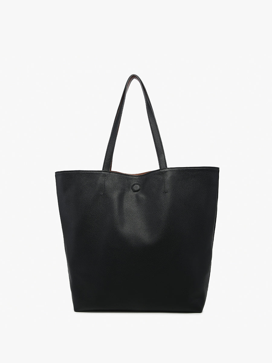 Wren Vegan Classic Tote Black Brown - Jen & Co. vegan handbag