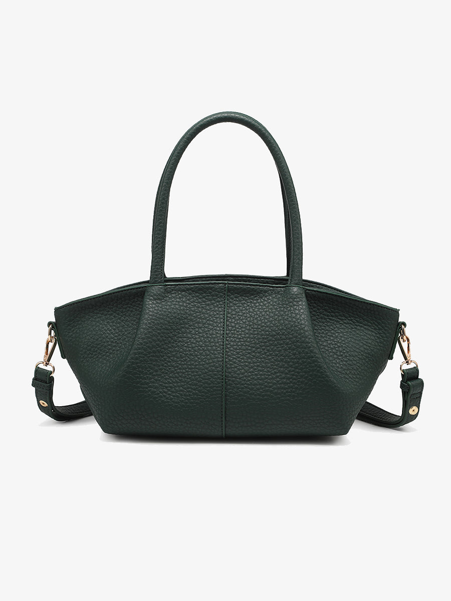 Karen Vegan Pleated Satchel Dark Forest Green - Jen & Co. vegan handbag