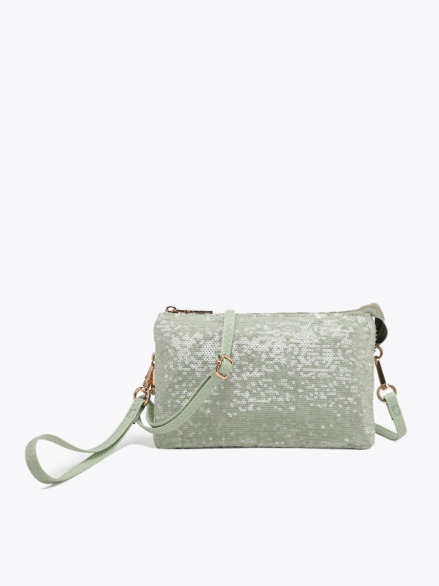 Riley Sequin Crossbody Lt. Green - Jen & Co. vegan handbag