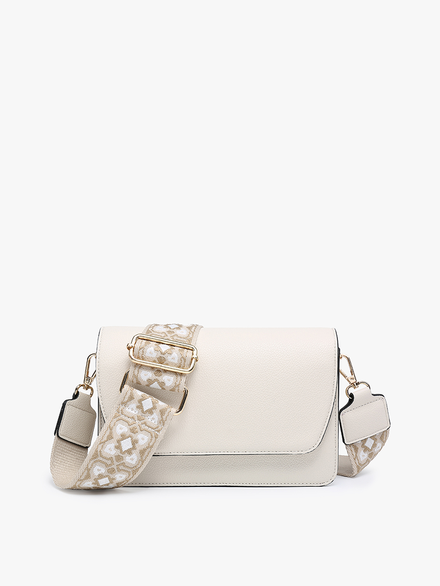 Noah Vegan Guitar Strap Crossbody Off White - Jen & Co. vegan handbag