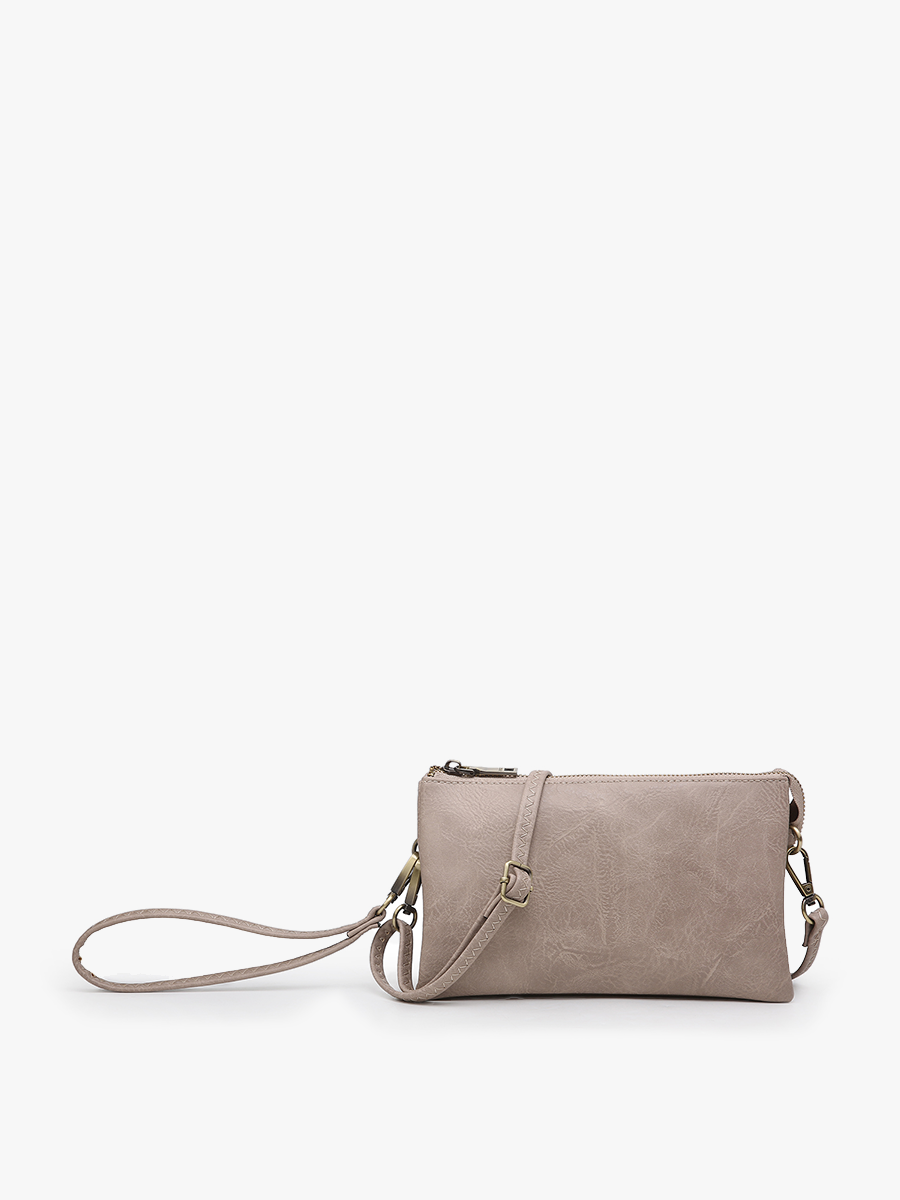 Riley Vegan Crossbody in Warm Grey - Jen & Co. vegan handbag