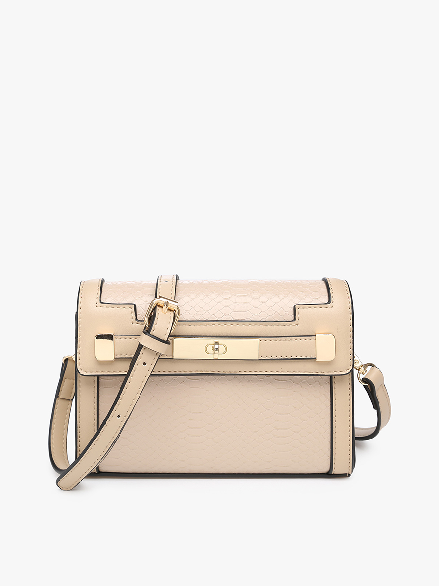 Etta Vegan Snake Crossbody in Beige - Jen & Co. vegan handbag