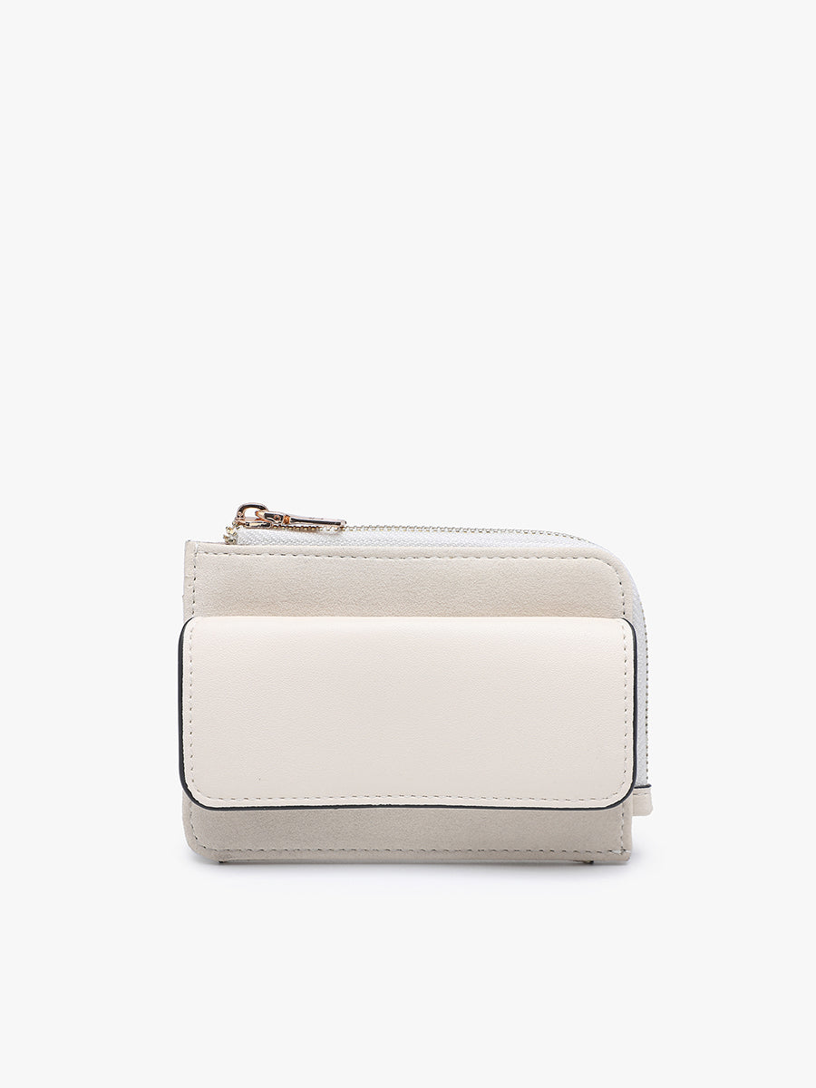 Joanna Vegan Suede Wallet Off White - Jen & Co. vegan handbag