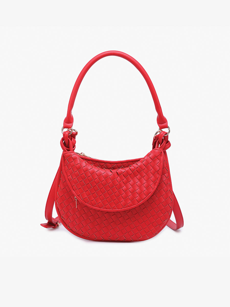 Kaylor Vegan Woven Crossbody Red - Jen & Co. vegan handbag