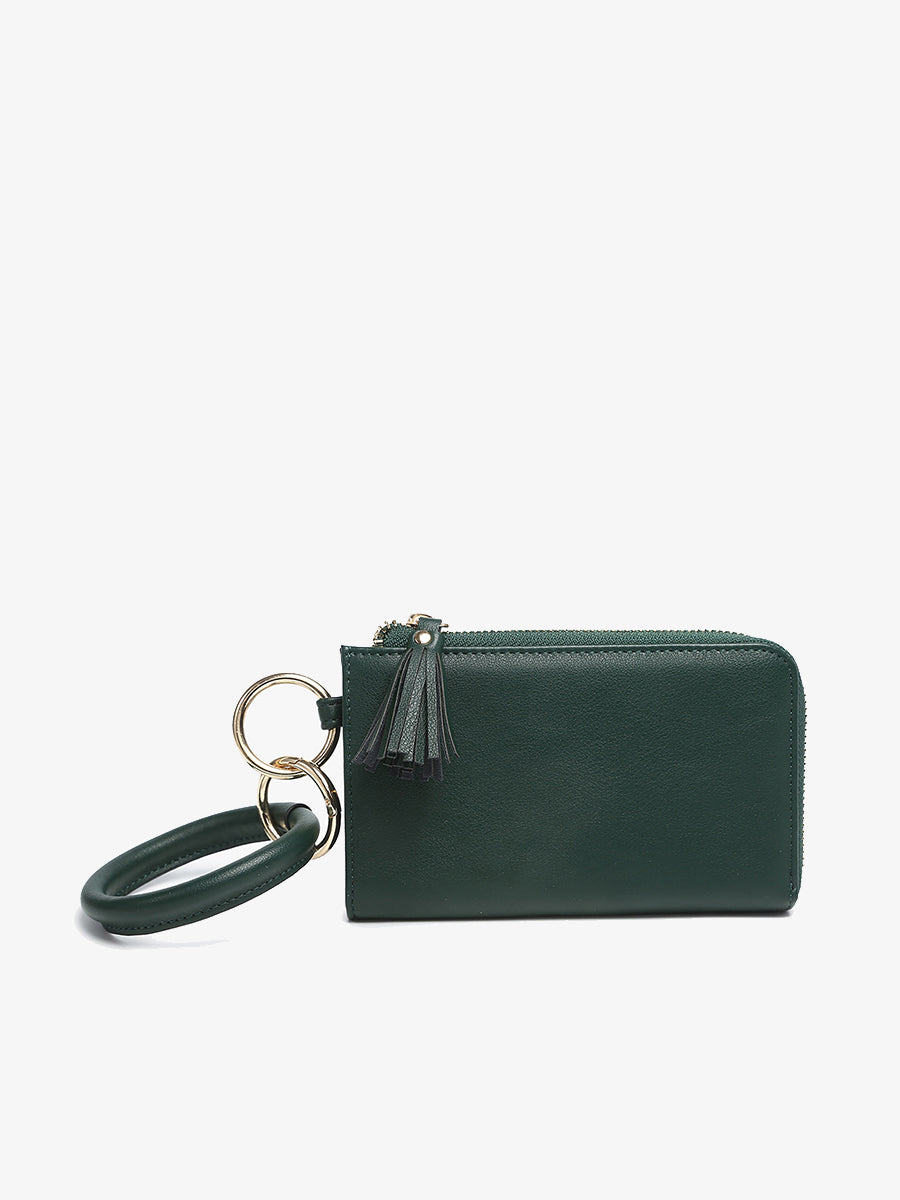 Liv Vegan Bangle Wristlet in Dark Forest Green - Jen & Co. vegan handbag