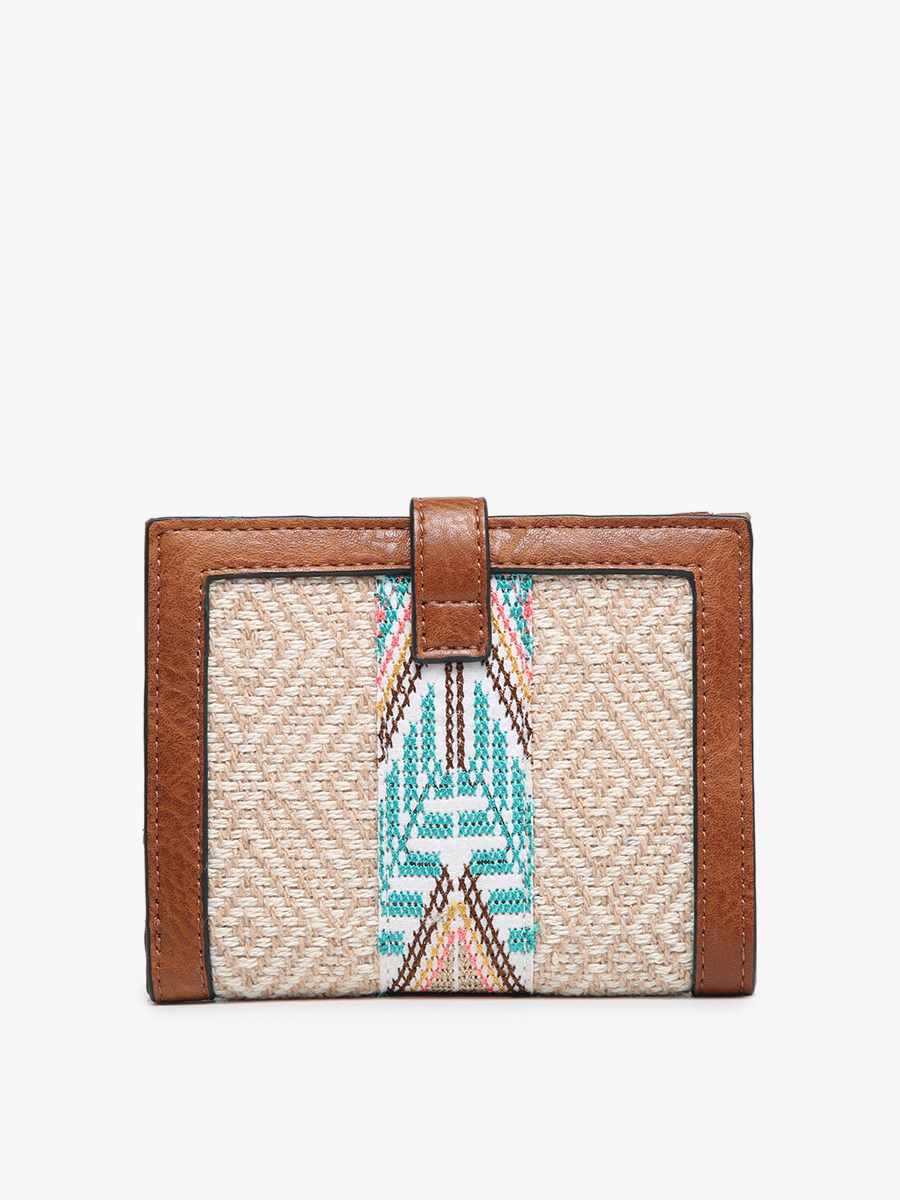 Bessie Vegan Tribal Wallet Taupe Mint - Jen & Co. vegan handbag