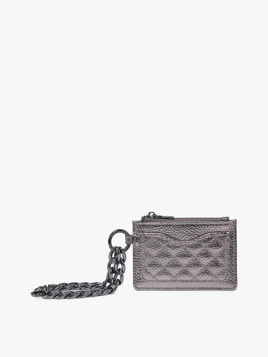 Rhodes Vegan Quilted Bangle in Gunmetal - Jen & Co. vegan handbag