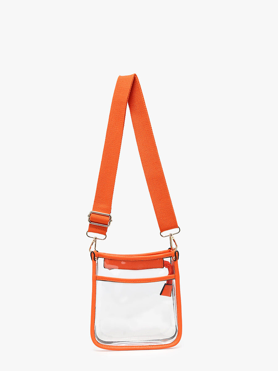 Selah Vegan Clear Crossbody Orange - Jen & Co. vegan handbag