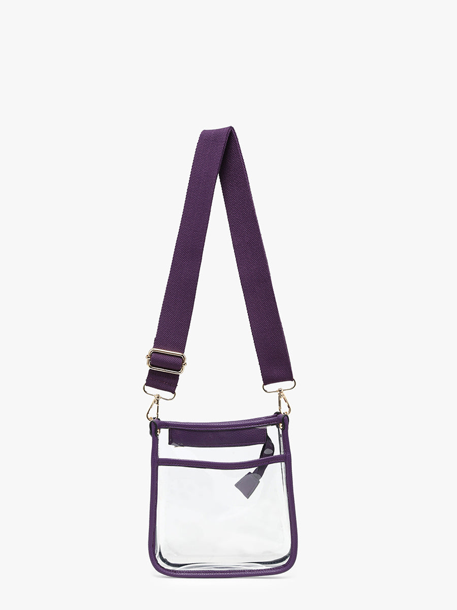 Selah Vegan Clear Crossbody Purple - Jen & Co. vegan handbag