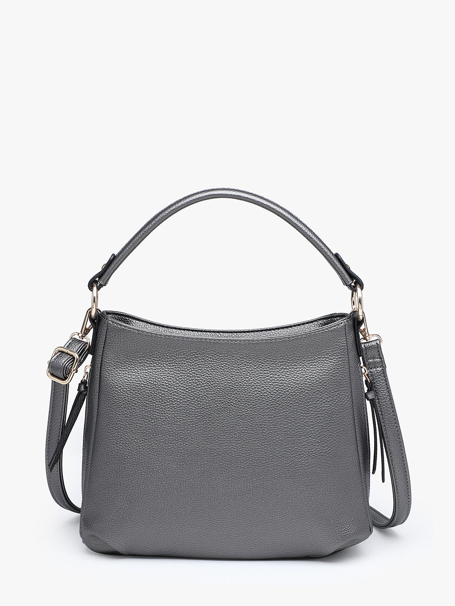 Amari Vegan Satchel Gunmetal - Jen & Co. vegan handbag