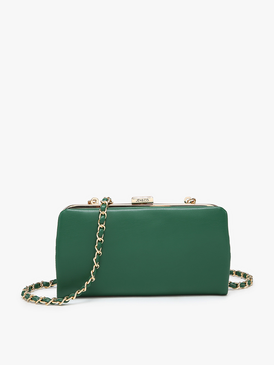 Sue Vegan Wallet Pouch in Green - Jen & Co. vegan handbag