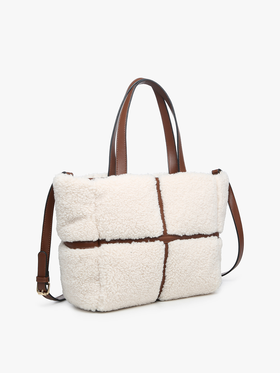 Marlene Vegan Sherpa Contrast Tote